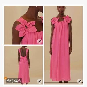 FARM Rio Pink Ruffled Backless Maxi Dress